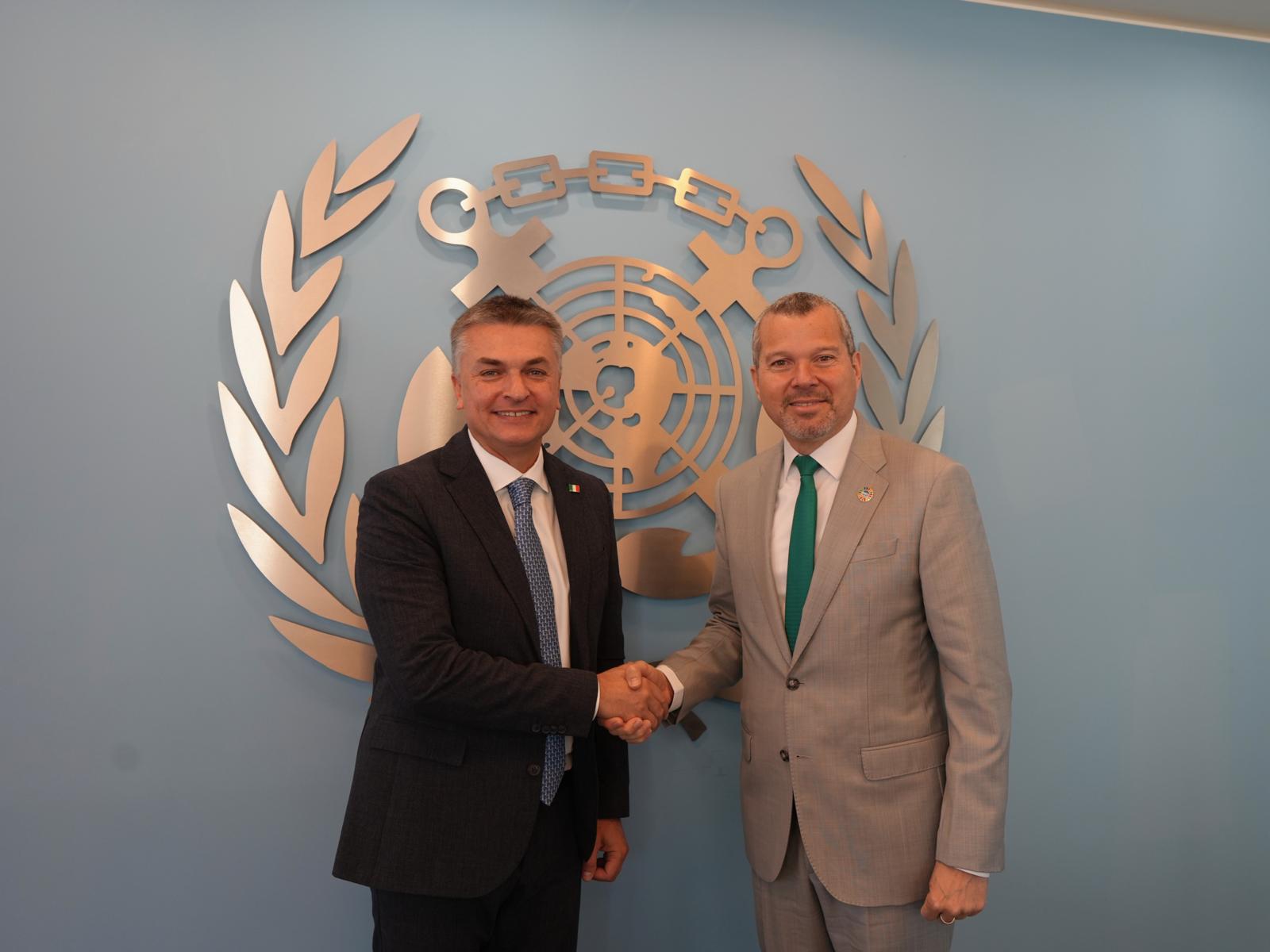 Nella foto: il viceministro al Mit Edoardo Rixi e il segretario generale dell'IMO Arsenio Dominguez