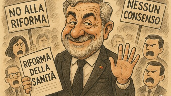 Caricature - Marco Bucci e la riforma sanità Liguria - effe