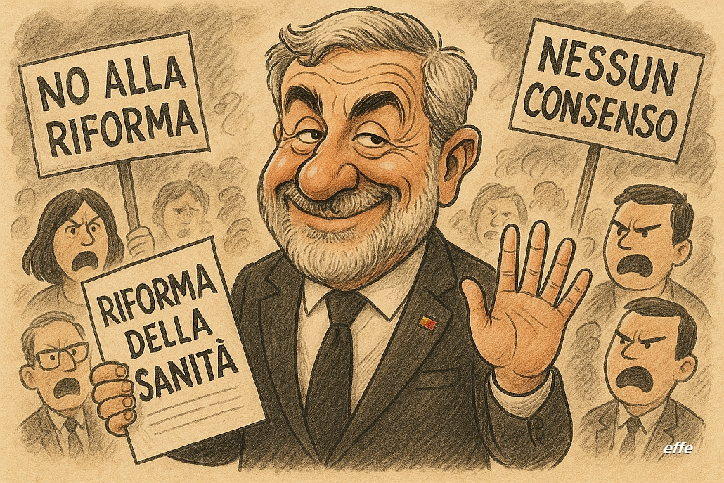 Caricature - Marco Bucci e la riforma sanità Liguria - effe