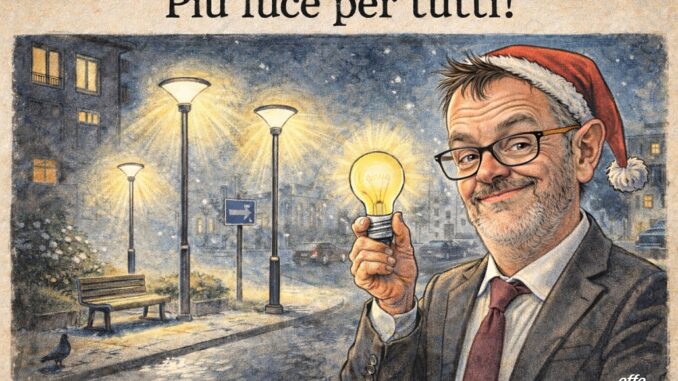 Notizie in punta di vignetta - assssore Savona Rossello Più luce per tutti - effe