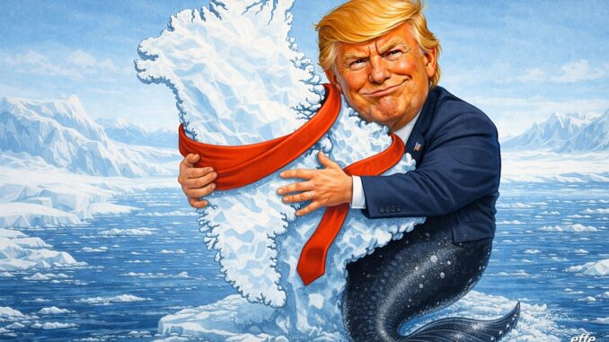 Caricatura - Donald Trump e Groenlandia amori artici in sicurezza - effe