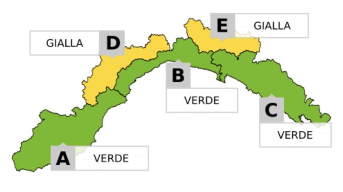 Cartina allerta neve Liguria