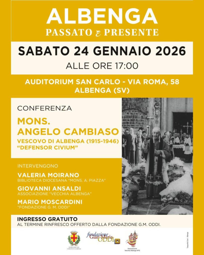 La Locandina della  conferenza Angelo Cambiaso Vescovo di Albenga