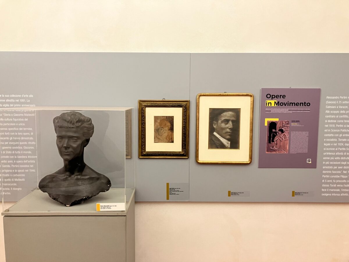 Particolare dell'allestimento temporaneo Opere in movimento dedicata a Pertini al Priamar di Savona
