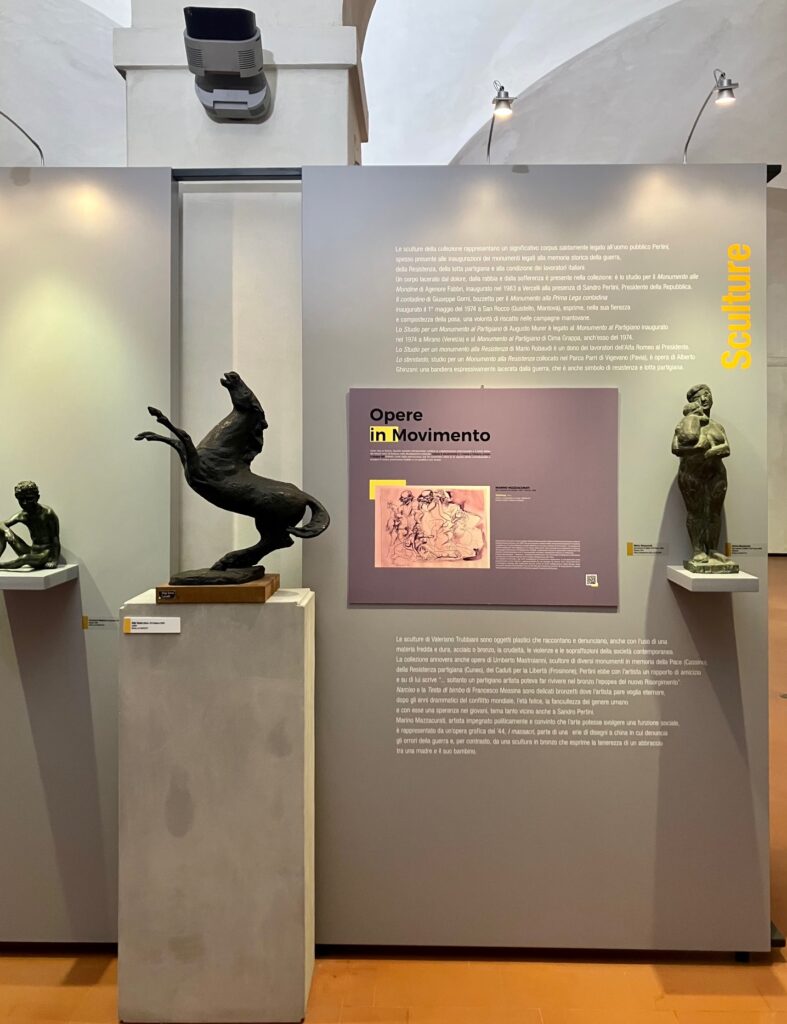 Particolare dell'allestimento temporaneo Opere in movimento dedicata a Pertini al Priamar di Savona