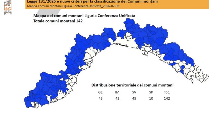 Anci Mappa Comuni Montani Liguria nuova classificazione