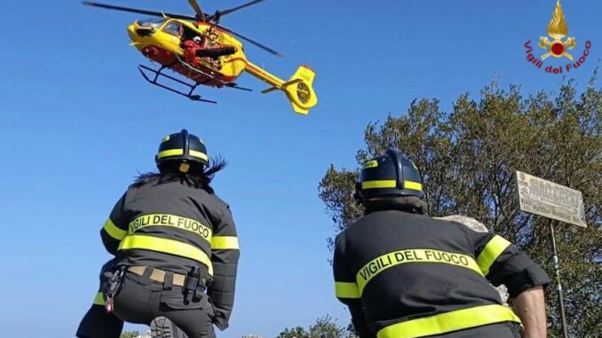 Soccorsi a Bergeggi elicottero Grifo e Vigili del Fuoco
