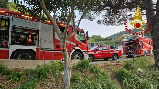 i mezzi dei Vigili del fuoco sul luogo