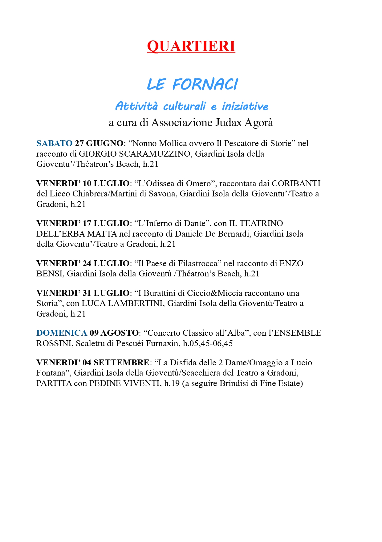 gli eventi